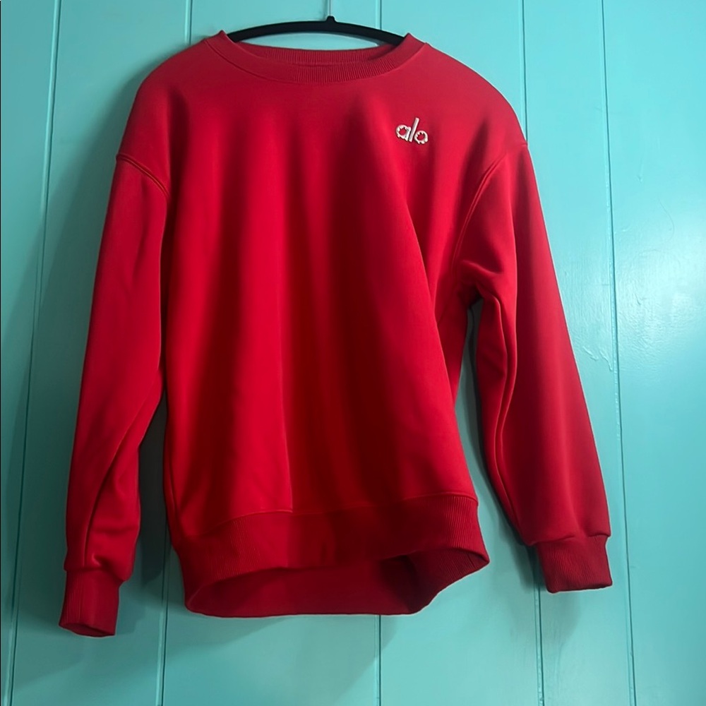 ALO Yoga Red Crew Neck Sweater